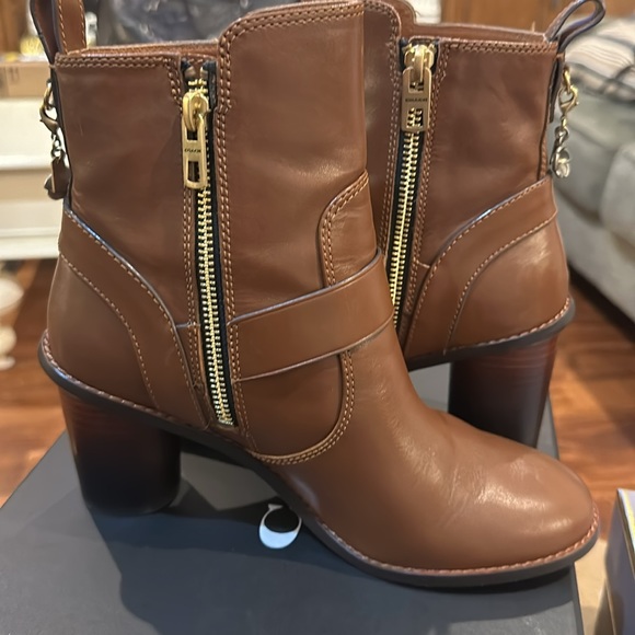 Coach Moto Bootie Heel Dark Saddle - Picture 7 of 7